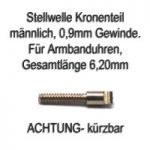 Stellwelle, Aufzugswelle, männlicher Kronenteil, kürzbar - 0,9mm Gewindedurchmesser