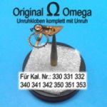 Omega Unruhkloben komplett mit Unruh, Omega 330-1006 & Omega 330 1327. für Cal. 330, 331, 332, 340, 341, 342, 350, 351, 353