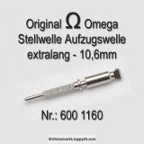 Omega 600-1160 Omega Aufzugswelle Werkteil mit Zunge, Stellwelle männlich,  Omega 600 1160 Länge 9,6mm Cal. 600 601 602 610 611 