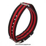 Natoband – Uhrenarmband Nylon – Nato Armband, Schwarz – Rot, Militärarmband 20 mm