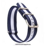 Natoband – Uhrenarmband Nylon – Nato Armband, Navyblau – Weiss – Navyblau, Militärband 18 mm