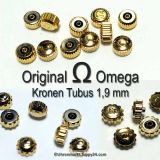 Original Omega Kronen vergoldet, Omega Krone für Tubus 1,9 mm in verschiedenen Varianten und Durchmessern