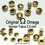 Original Omega Kronen vergoldet, Omega Krone für Tubus 2,5 mm in verschiedenen Varianten und Durchmessern