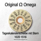 Omega 1020-1516 Omega Tageskalenderscheibe mit Stern, Omega 1020 1516A, englisch Cal. 1020 1021 1022