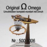 Omega Unruh komplett, Omega 500-1327 & Omega 500-1006. Omega Unruh montiert auf Kloben. Cal. 500 501 502 503 504 505