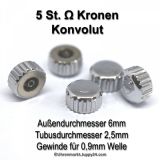 Konvolut 5 Stück Edelstahl- Kronen mit Omega Zeichen signiert nur 59,90.