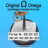 Omega Unruhkloben komplett mit Unruh, Omega 330-1006 & Omega 330 1327. für Cal. 330, 331, 332, 340, 341, 342, 350, 351, 353