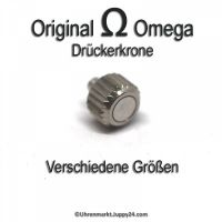 Original Omega Krone mit Drücker, Omega Drückerkrone Edelstahl für Quatzuhren, Omega Drücker Krone