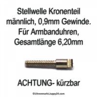 Stellwelle, Aufzugswelle, männlicher Kronenteil, kürzbar - 0,9mm Gewindedurchmesser