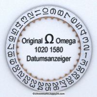 Omega Datumanzeiger Omega 1020-1580 Weiß mit schwarzen Ziffern (Datumsscheibe - Datumsring) Omega 1020 1580 Cal. 1020 1021 1022 (NR 01)
