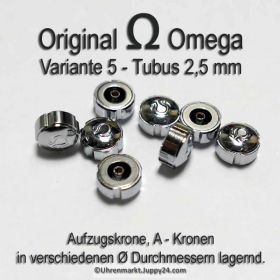 Original Omega Kronen Edelstahl, Omega Krone für Tubus 2,5 mm in verschiedenen Varianten und Durchmessern