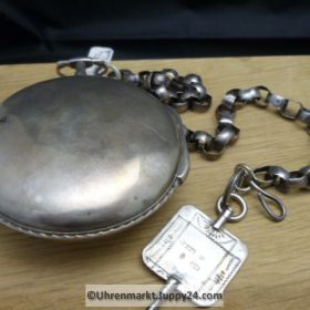 Große Silber Spindeltaschenuhr John Ward Schlüsselaufzug ca. 1815 London mit Kette und Schlüssel funktioniert