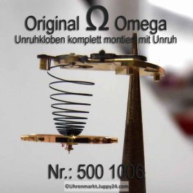 Omega Unruh komplett, Omega 500-1327 &amp; Omega 500-1006. Omega Unruh montiert auf Kloben. Cal. 500 501 502 503 504 505