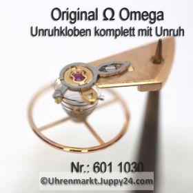 Omega Unruh Omega 601-1030 komplett mit Unruhkolben, Welle, Incabloc usw. Cal. 601 602 610 611 613 Videoanzeige