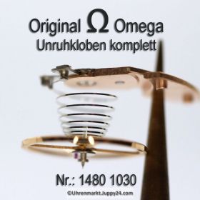 Omega Unruh Videoanzeige, Omega 1480-1030 komplett mit Unruhkolben, Welle, Incabloc usw. Cal. 1480, 1481